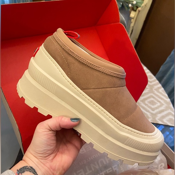 Hunter Askern New In Box Waterproof Medium Brown Platform Boots - Picture 3 of 10